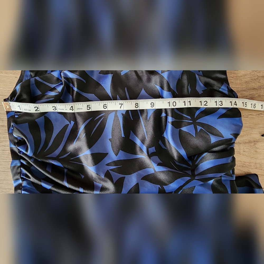 Donna Ricco New York Blue Black‎ Floral Sheath Dress Size 8 Open Back Cocktail - Picture 5 of 7